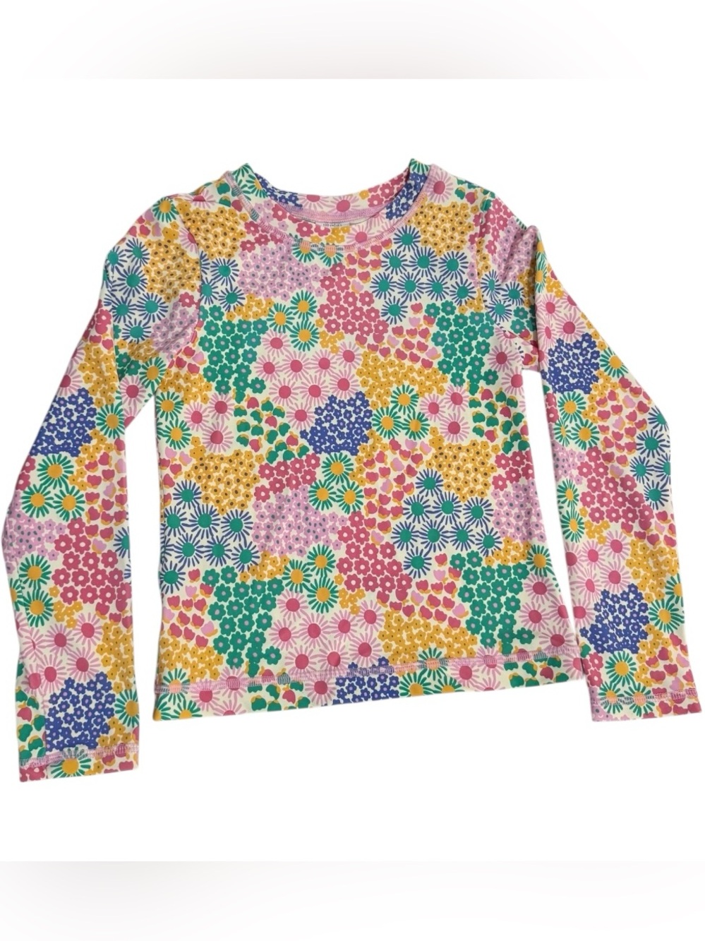 Hanna Andersson Girls Floral Rash Guard Swim Top Patchwork Print UPF Size 8